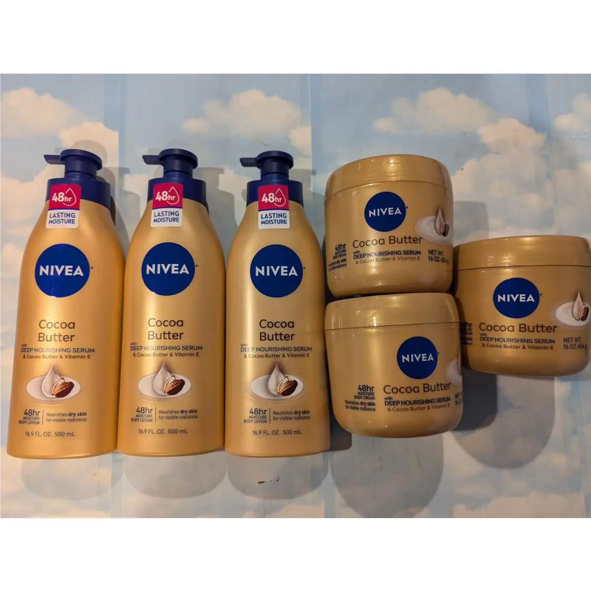 Lot 6 Nivea Cocoa Butter 48HR Deep Nourishing Serum Body Lotion/cream