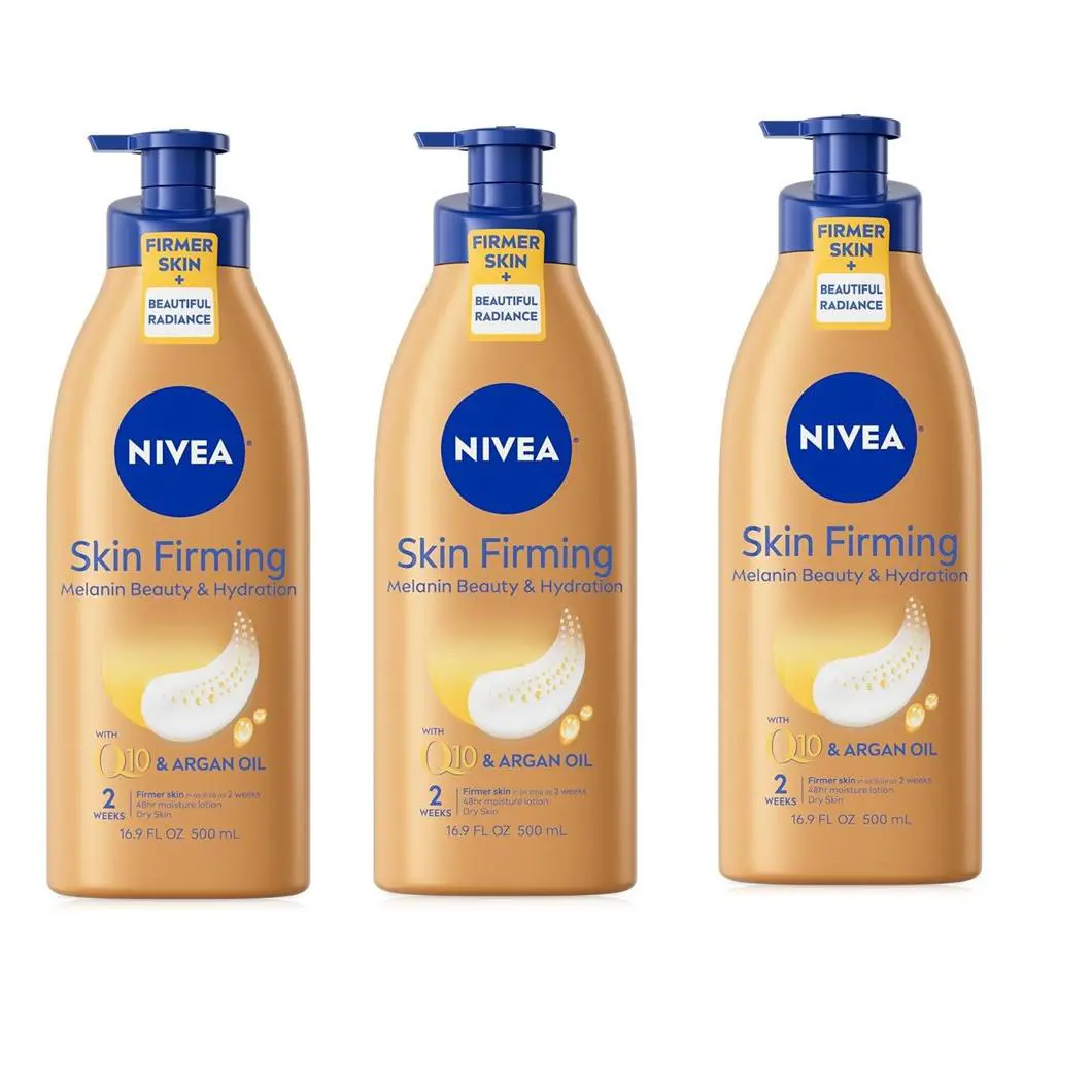 BL Nivea Lotion Q10 Argan Oil Skin Firming 16.9oz Each Three Pack