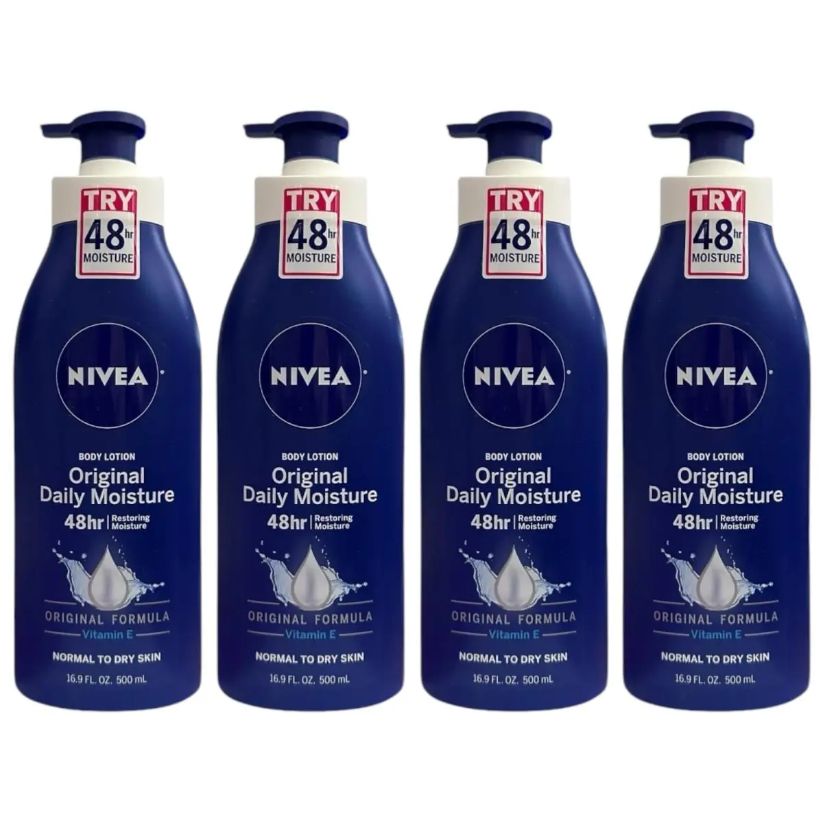 4 Pk Nivea 48HR Daily Restoring Moisture Body Lotion Vitamin E 16.9 oz