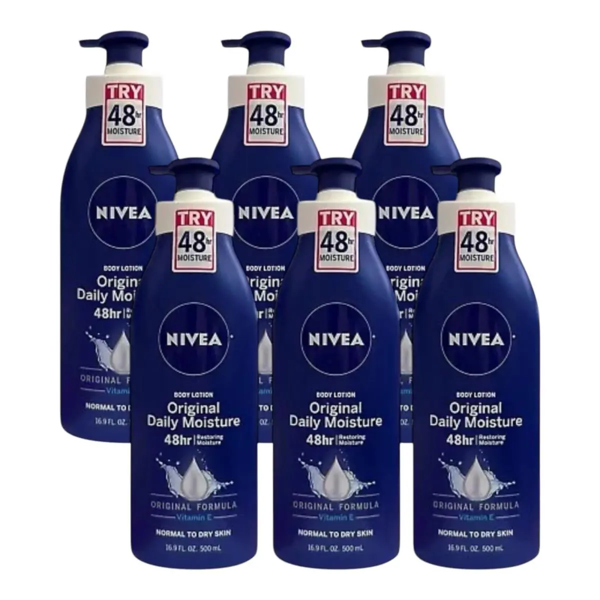 6 Pk Nivea 48HR Daily Restoring Moisture Body Lotion Vitamin E 16.9 oz