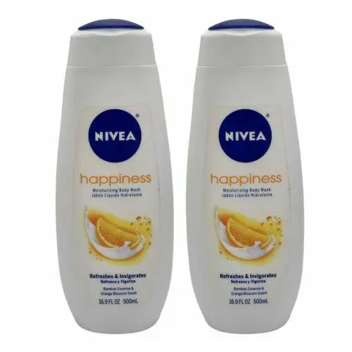 2 Pack Nivea Happiness Orange Blossom Bamboo Body Wash 16.9 oz Rare Htf Moisture