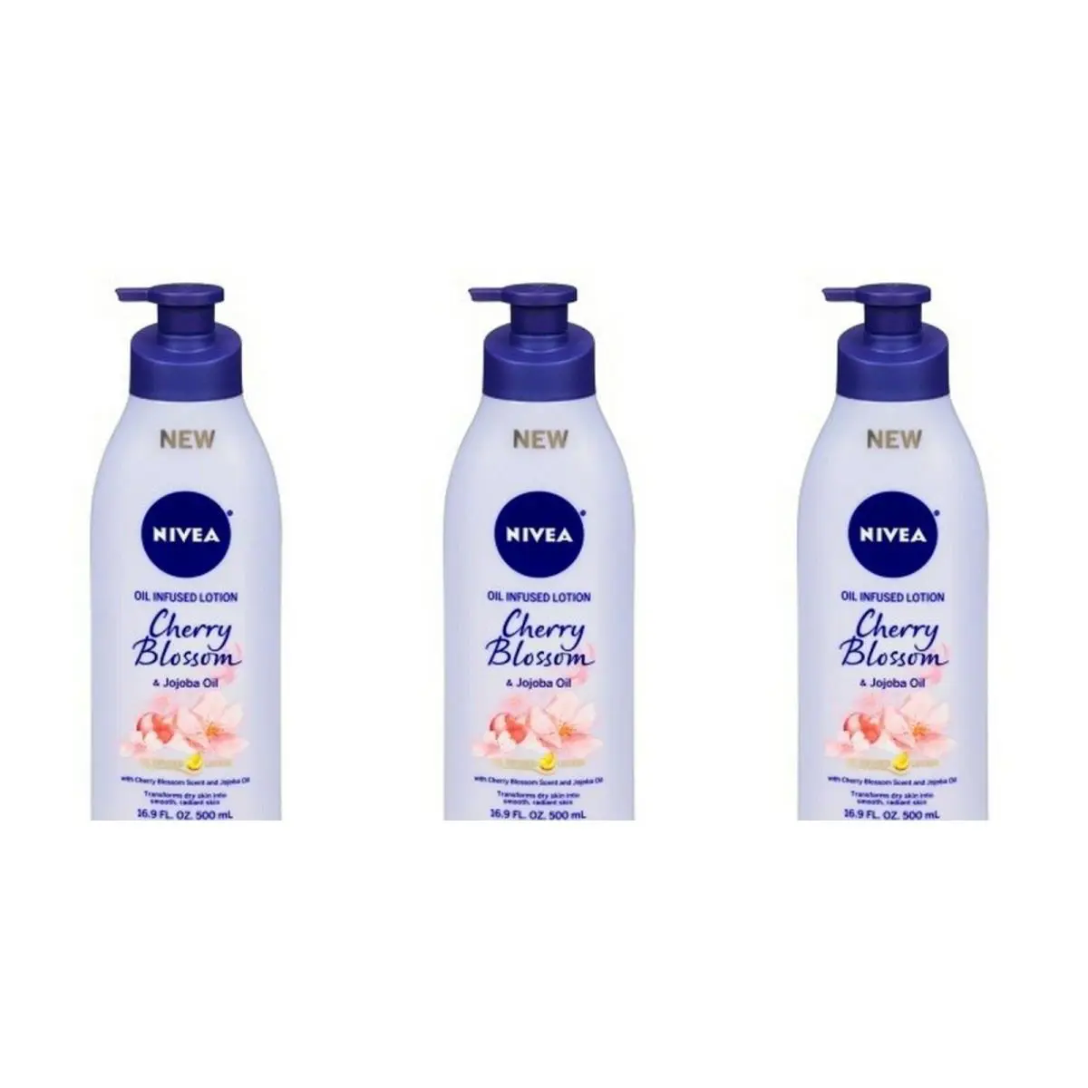 BL Nivea Lotion Oil-inf  Cherry/jojoba Oil 16.9 oz Pump - Three Pack