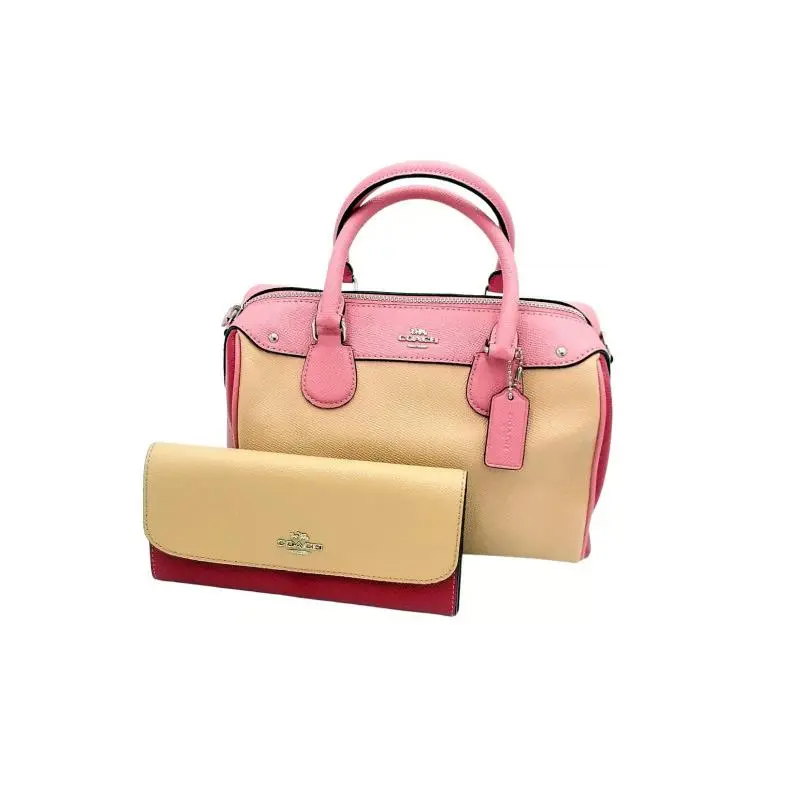 Coach Mini Colorblock Bennett Beige /pink Crossbody/satchel W/matching Wallet