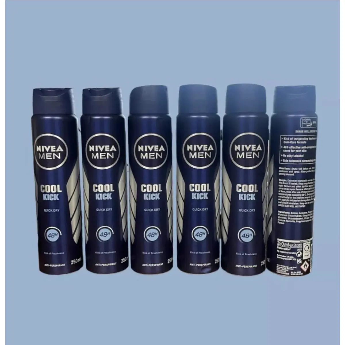 Nivea Men Cool Kick Spray Quick Dry 48h 250ml 6 Bottles