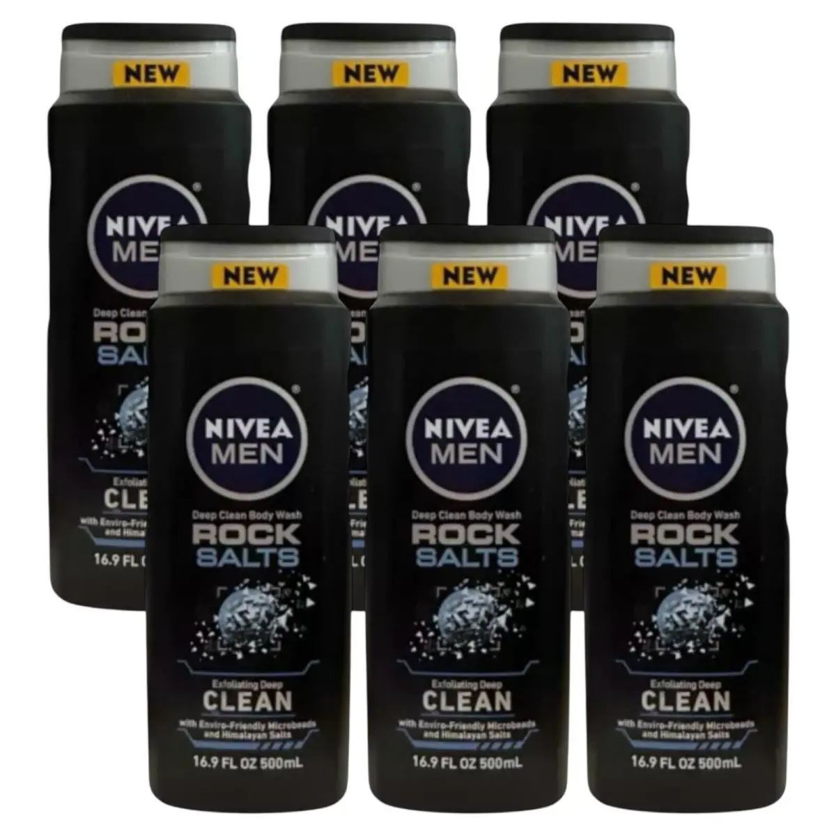 6 Pack Nivea Men Rock Salts Deep Clean Exfoliating Body Wash 16.9 oz Himalayan