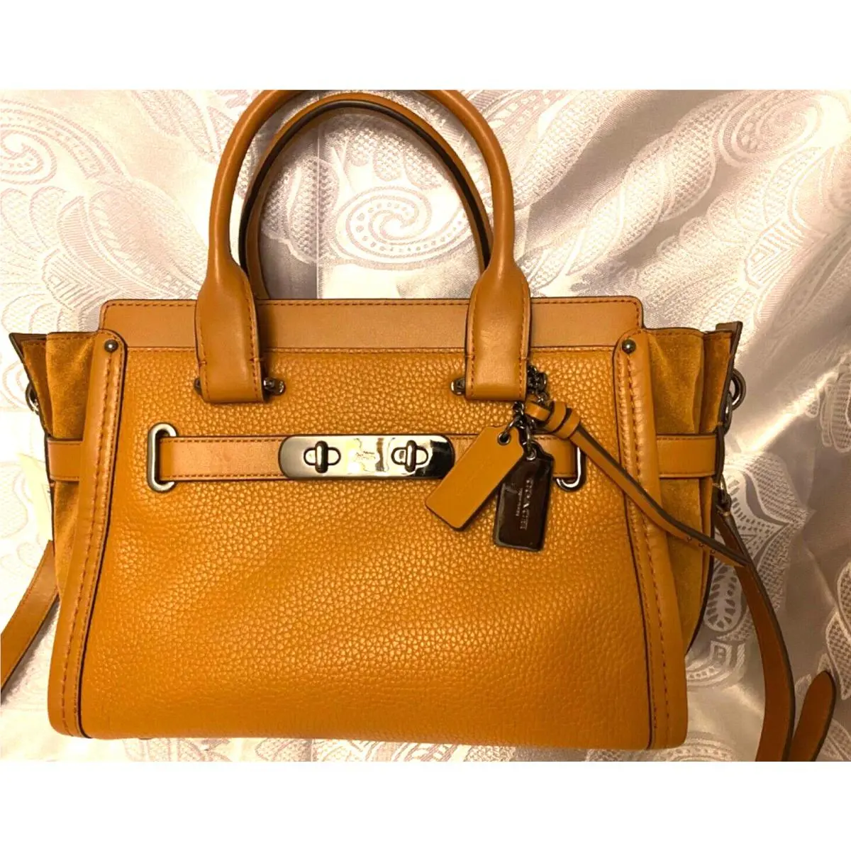 Coach 59505 Swagger 27 in Mixed Leather Nickle Brown