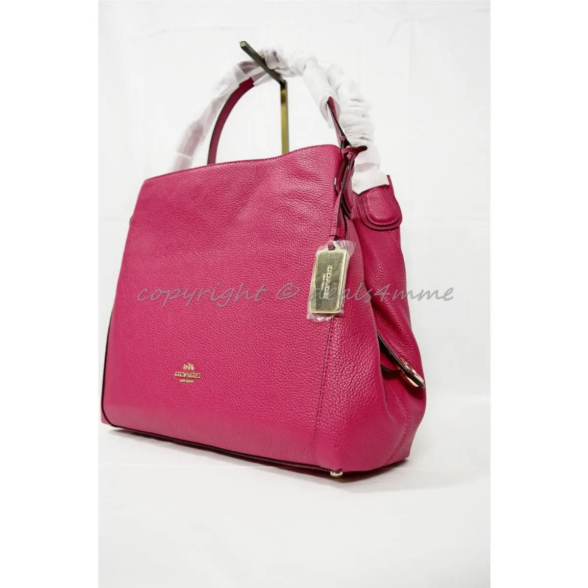 Coach 36464 Edie Shoulder Bag 31 In Refined Pebble Leather in Light Gold/cerise