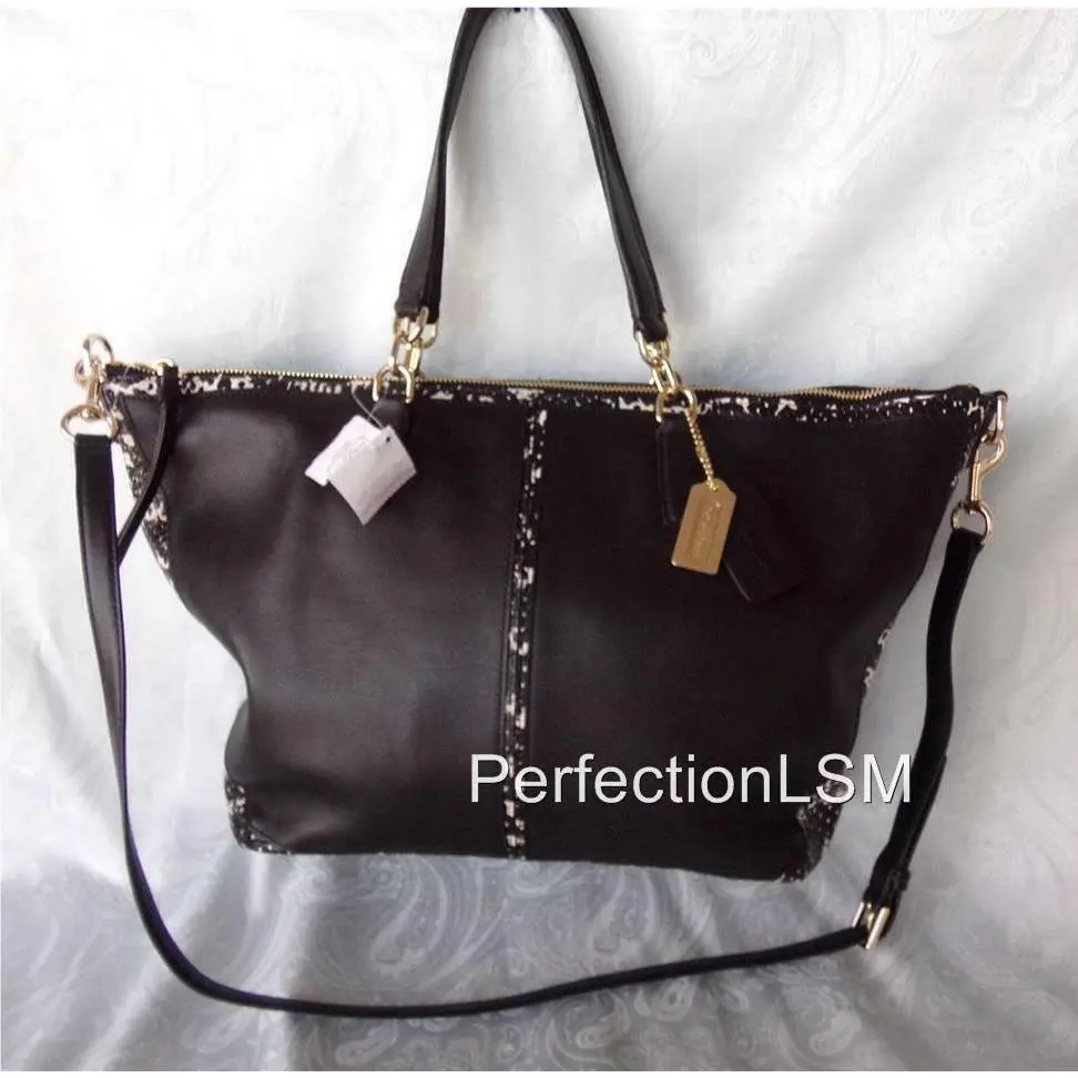 Coach 27984 Bleeker Two Tone Python Black Rich Italian Leather Cooper