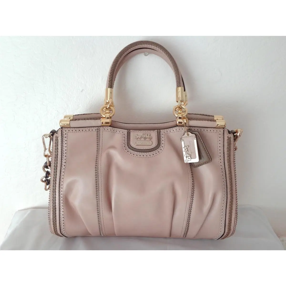 Coach 23745 Madison Pinnacle Zig-zag Perforated Carrie Satchel Blush