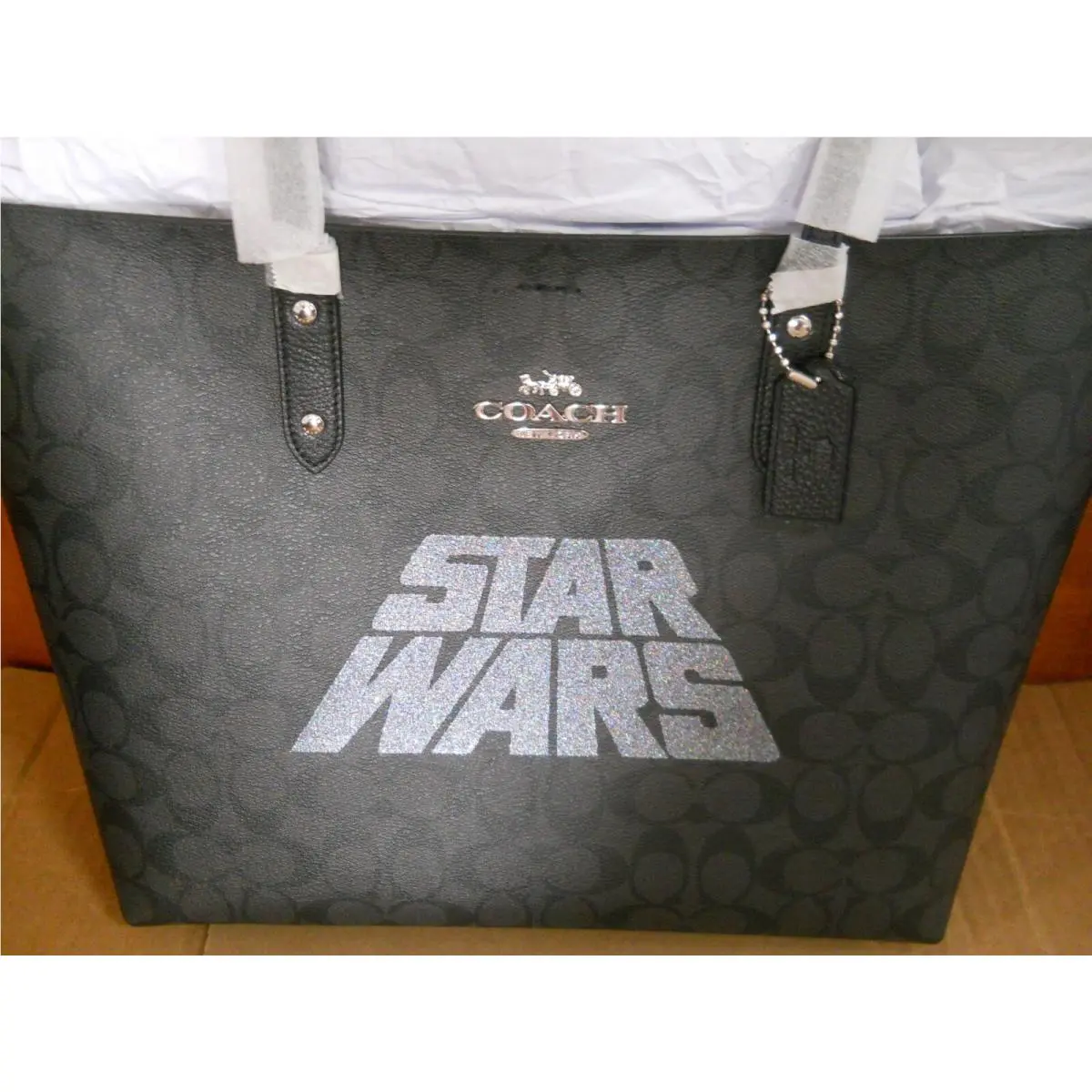 Coach Star Wars Town Tote Signature C`s Coated Canvas Glittery F88019