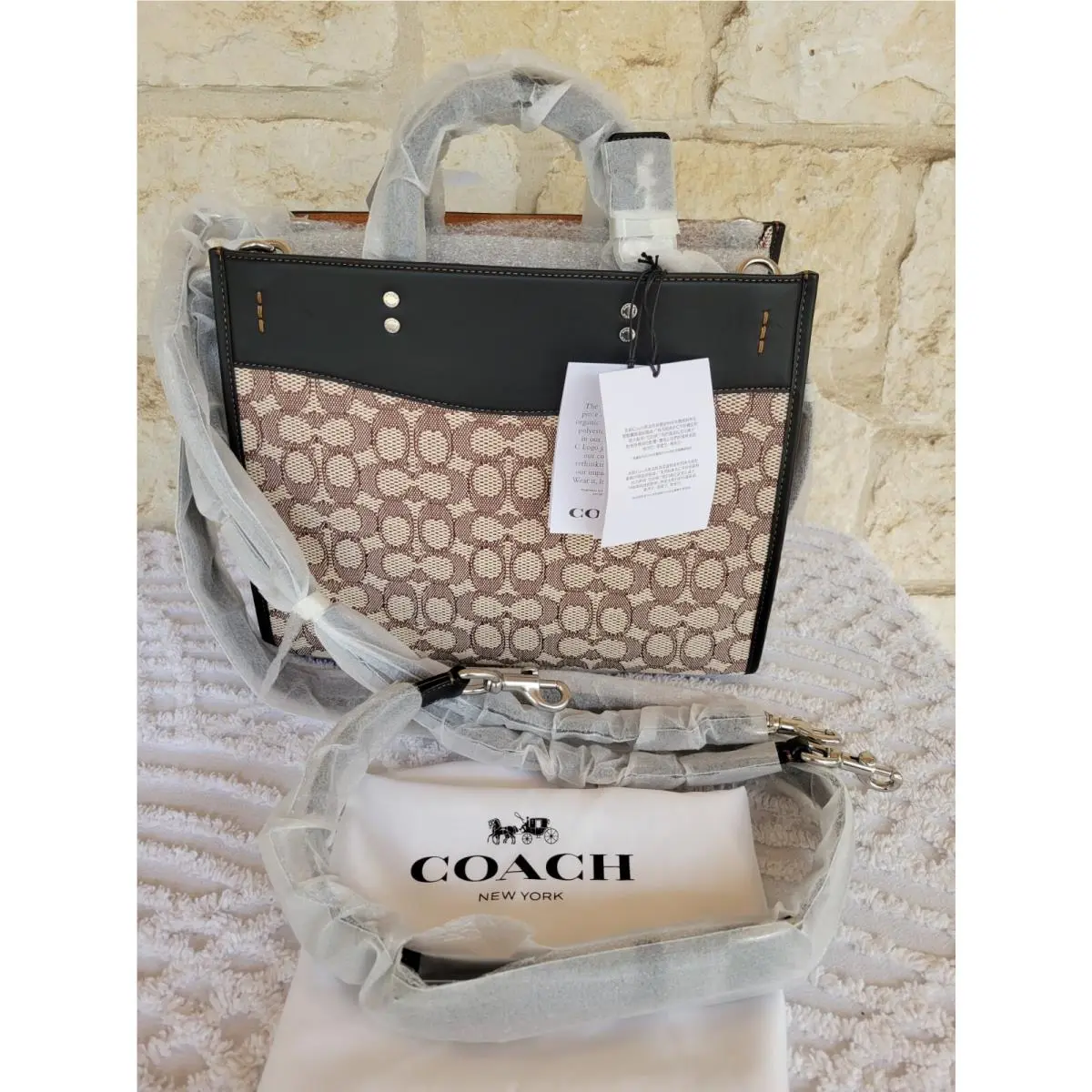 Coach Rogue Bag Satchel Signature Textile Jacquard Cocoa/black CF592 Unisex