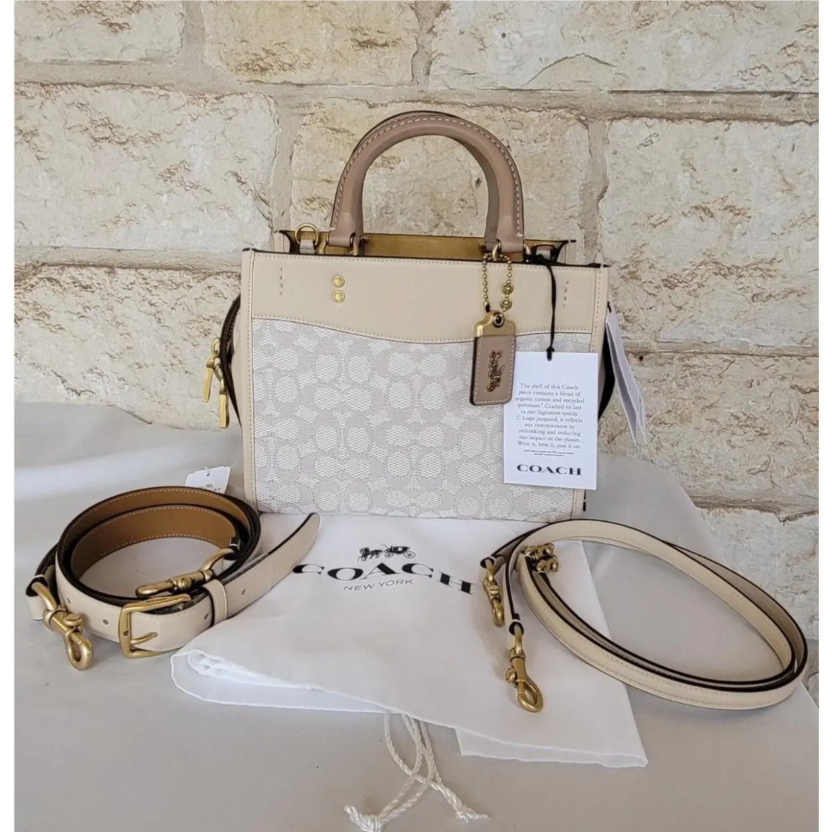 Coach Rogue 25 Signature Jacquard Chalk Ivory Multi Satchel Crossbody Bag