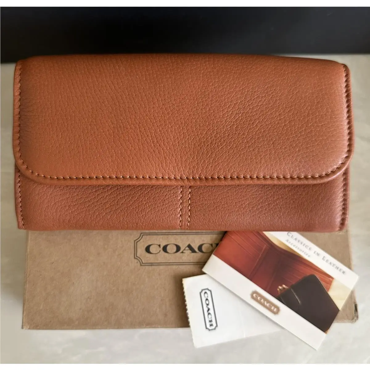 Coach Sonoma Camel Natural Leather Envelope Clutch 4972