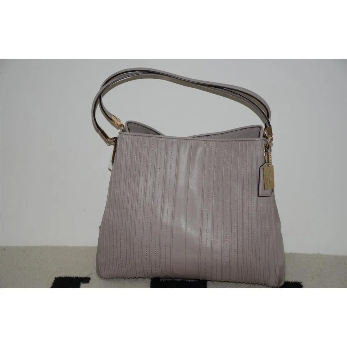Coach Double Pocket Leather Shoulder Tote Bag