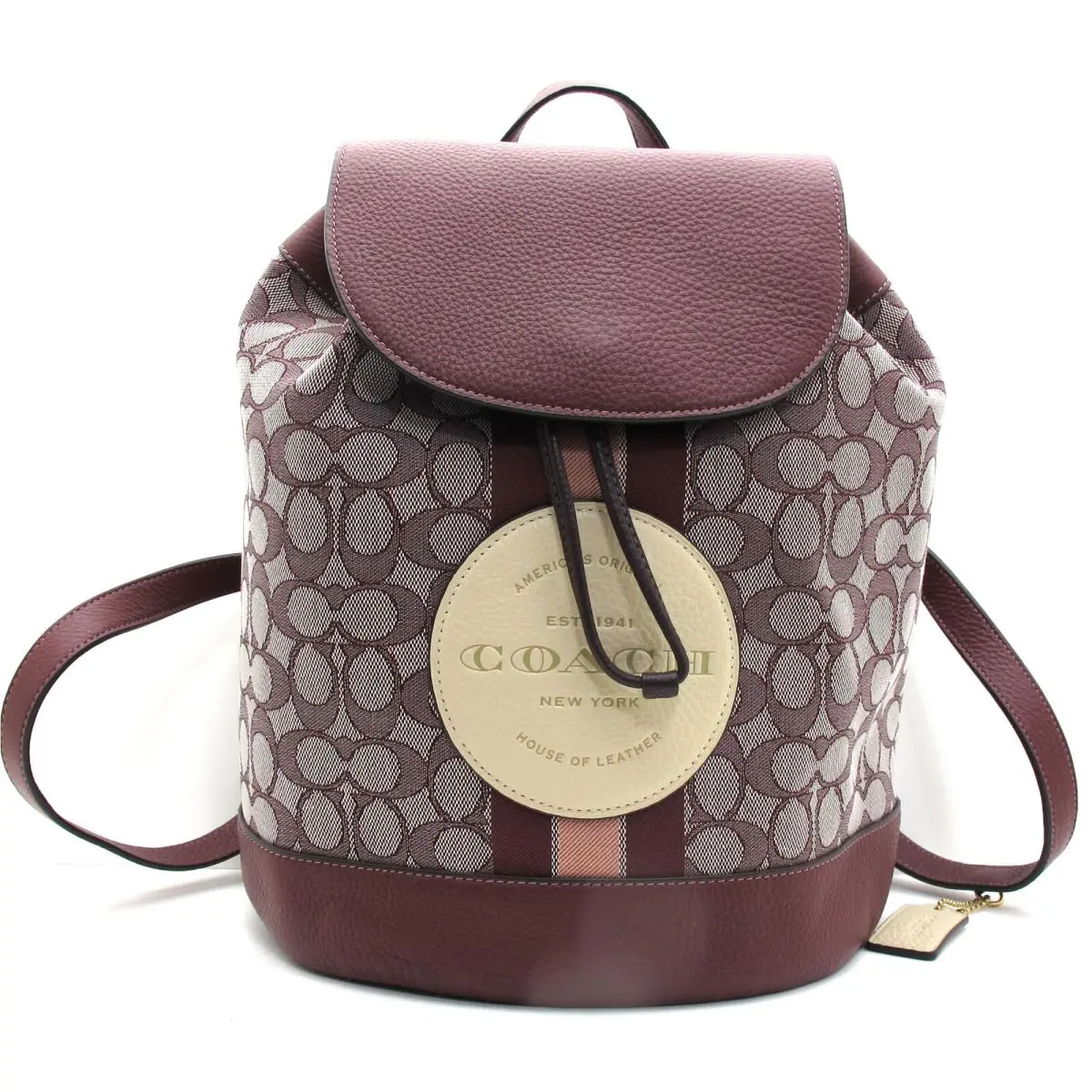 Backpack Signature Dempsey Jacquard Leather Wine CE601 by Coach