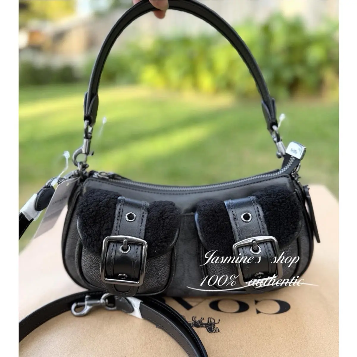 Coach Ashton Baguette Bag In Signature Canvas Tan/natural CY658 Outlet