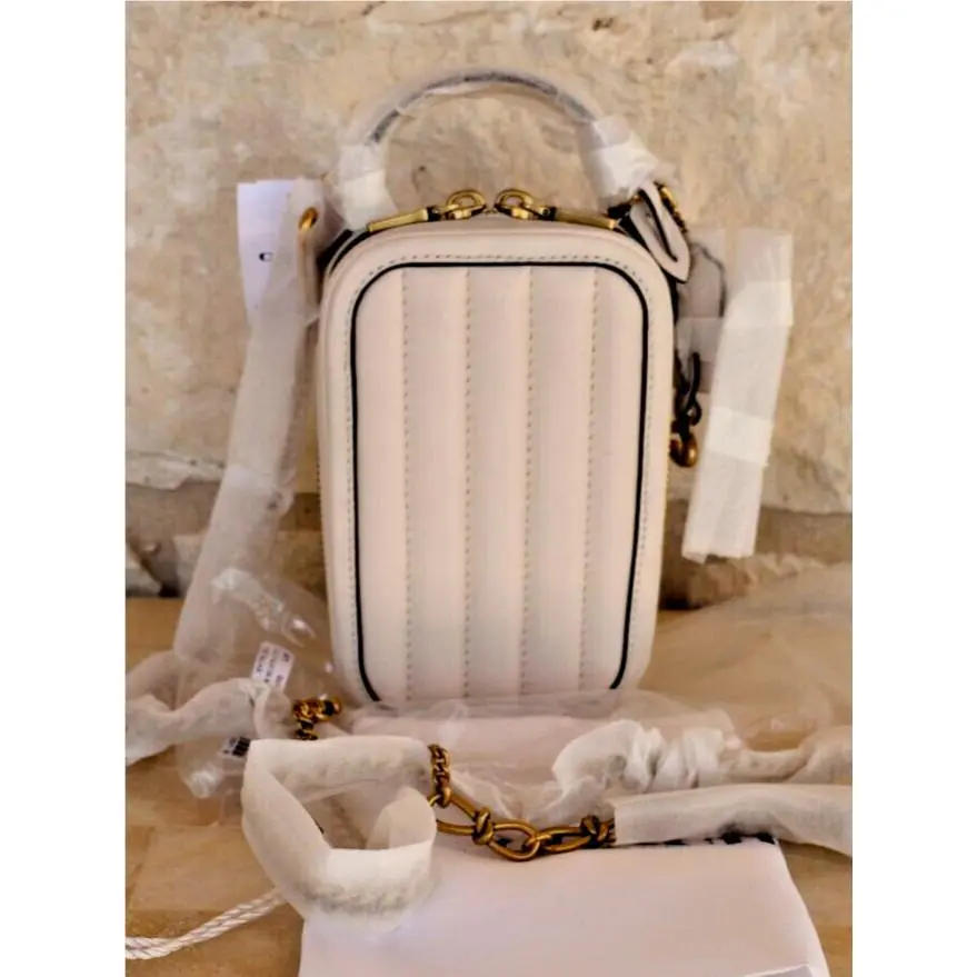 Coach Chalk Quilted Nappa Leather Top Handle Crossbody Alie Camera Bag