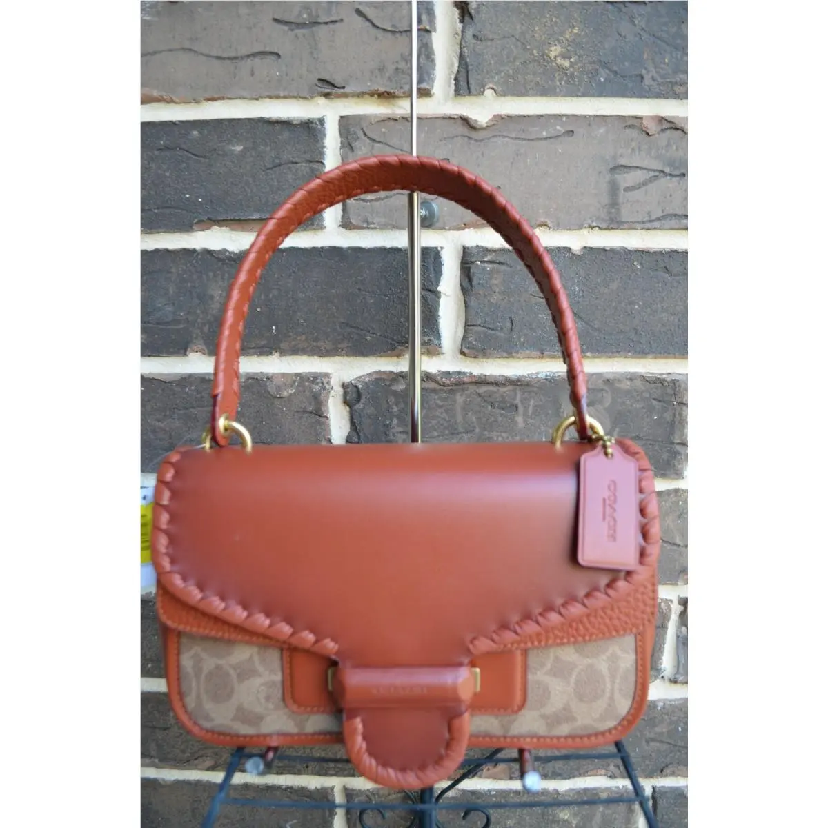Coach Cody Signature Whipstitch Tan Rust 2583 Shoulder Crossbody Bag