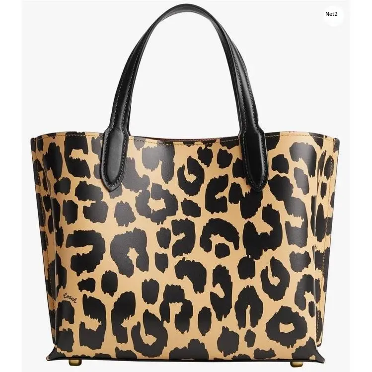 Coach Leather Willow 24 Tote Shoulder/crossbody Leopard/gold CM533