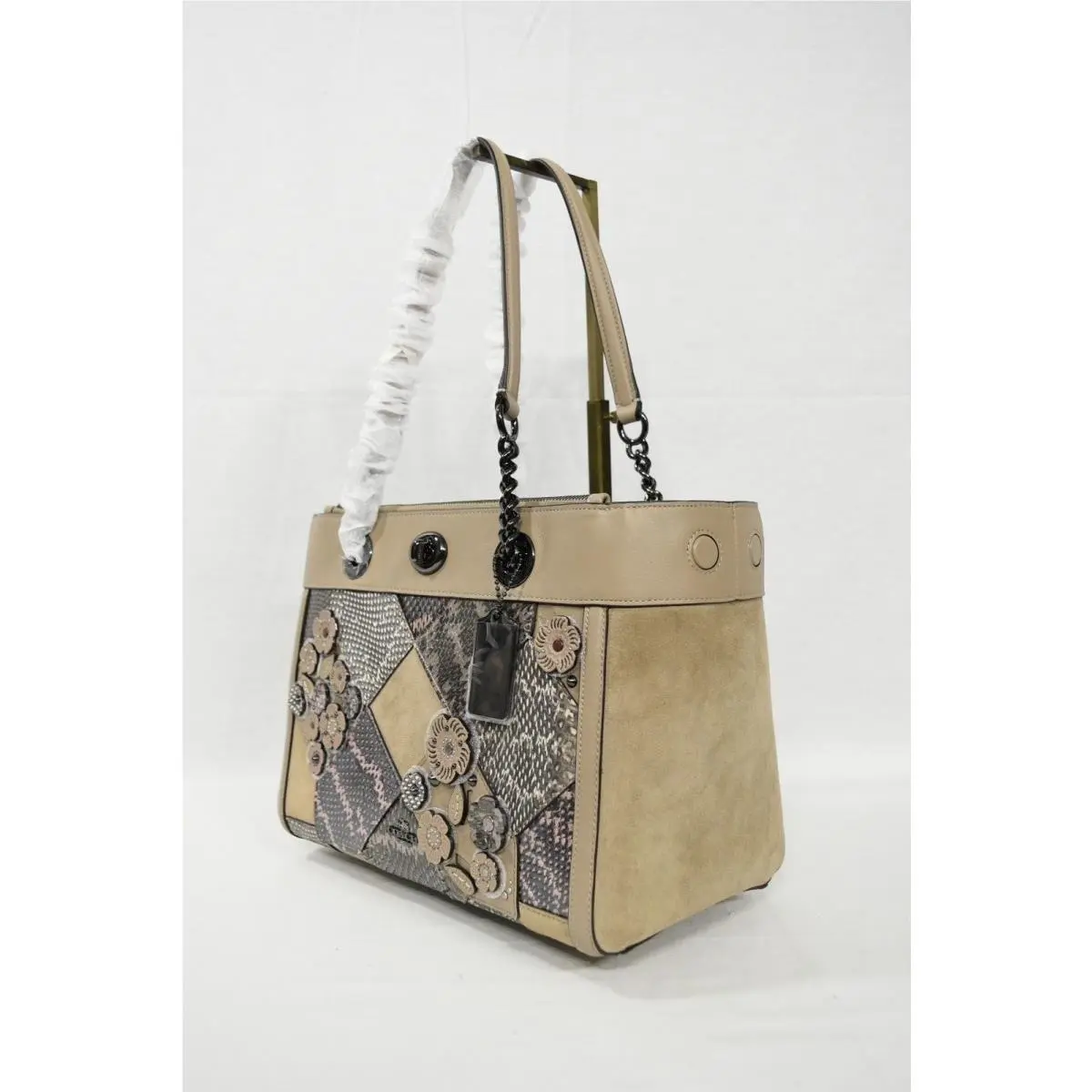 Coach 12112 Turnlock Edie Carryall with Patchwork Snakeskin Satchel/shoulder Bag