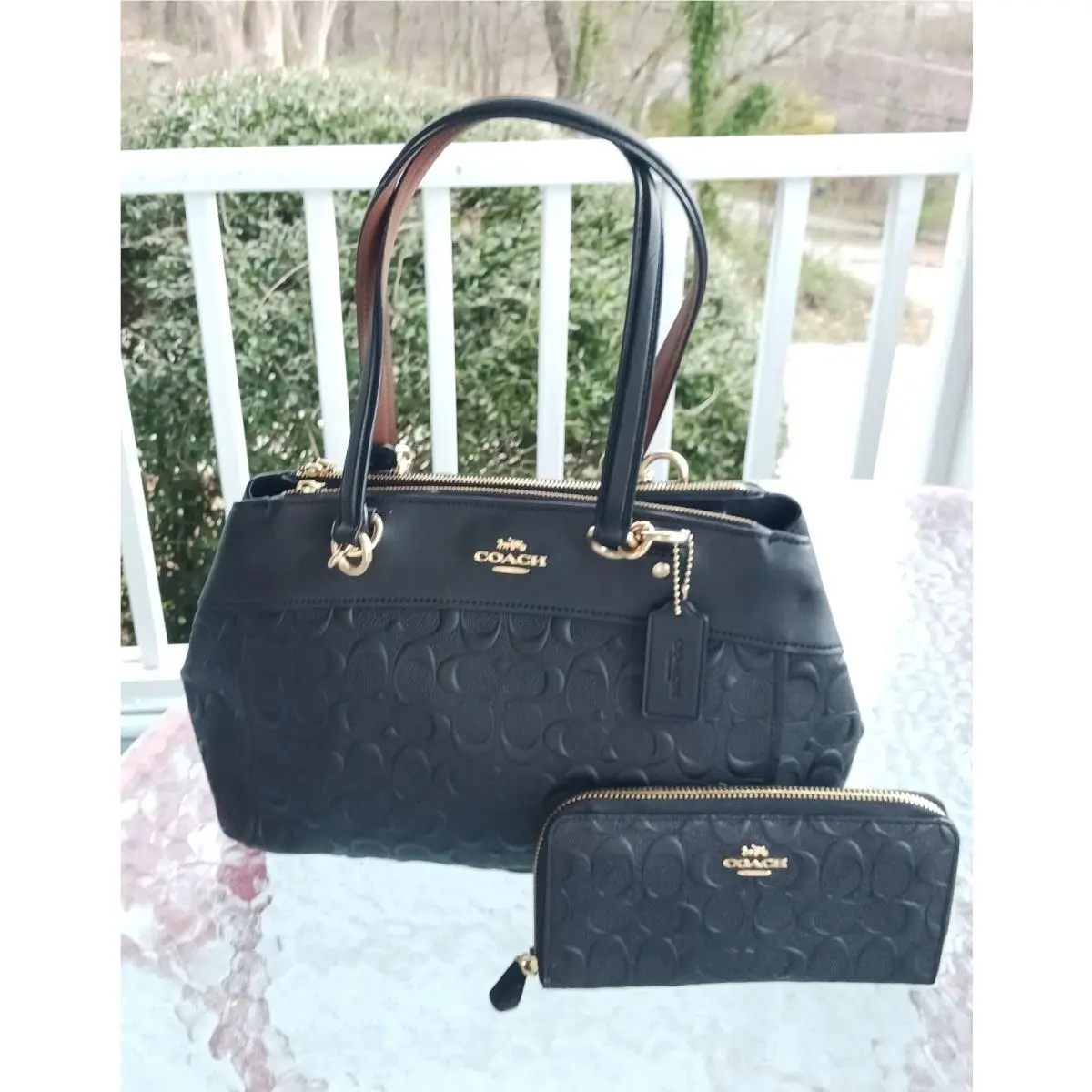 Coach Medium F25952 Brooke Carryall Signature C Leather Black Crossbody Wallet
