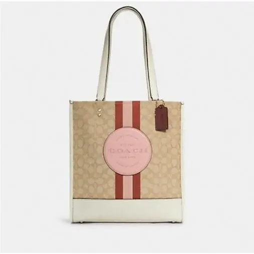 Coach 1917 Signature Jacquard Stripe Dempsey Bag Powder Pink Multi + Wallet