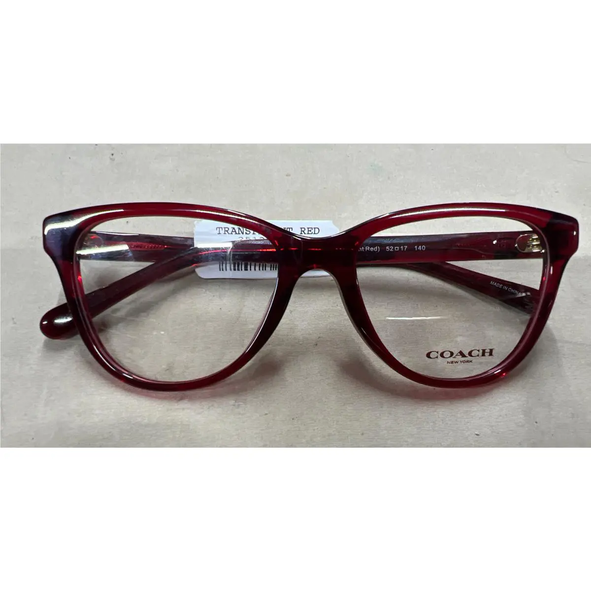 6202U 5713 Transparent Red Lens 52 17 140 Women`s Eyeglasses by Coach