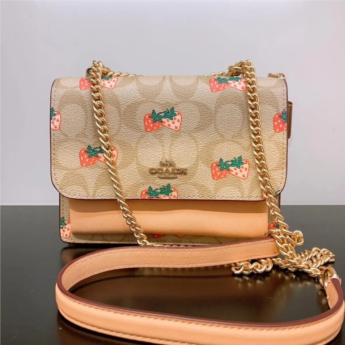 Coach Mini Klare Crossbody In Signature Canvas with Strawberry Print CB594