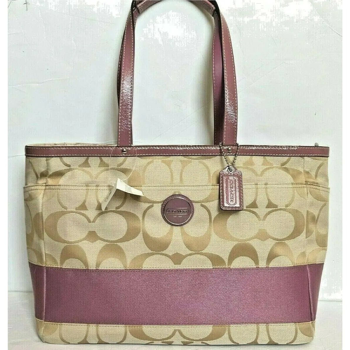 Coach Signature Stripe Diaper Baby Bag Multifunction Tote F15188 Rare Mauve