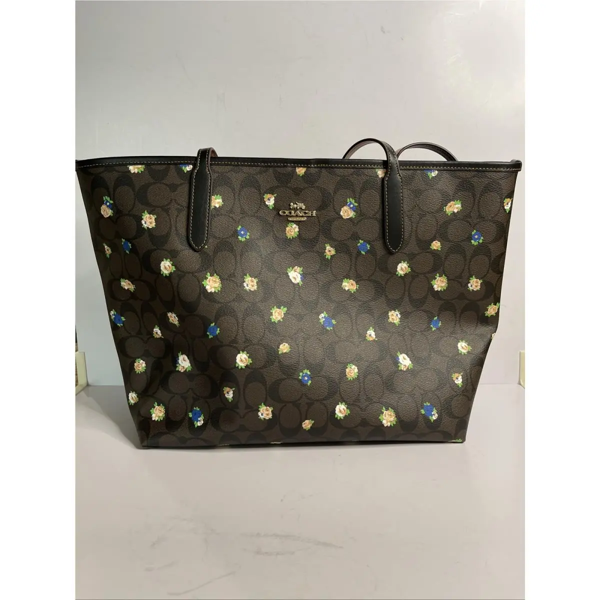 Coach City Tote In Signature Canvas with Vintage Mini Rose Print C7274