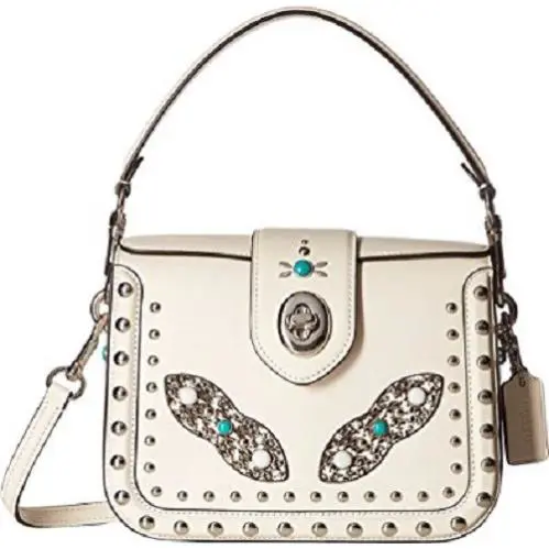 Coach Women`s Western Rivets Page Chalk Crossbody Bag - Exterior: White