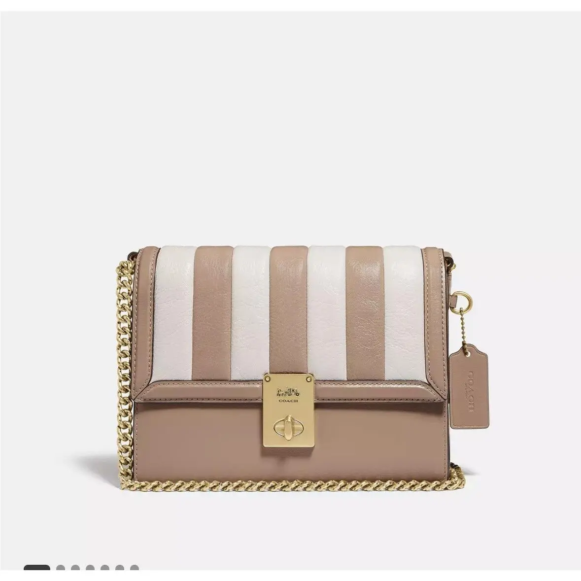 Coach Hutton Shoulder Bag with Colorblock Quilting Taupe 739
