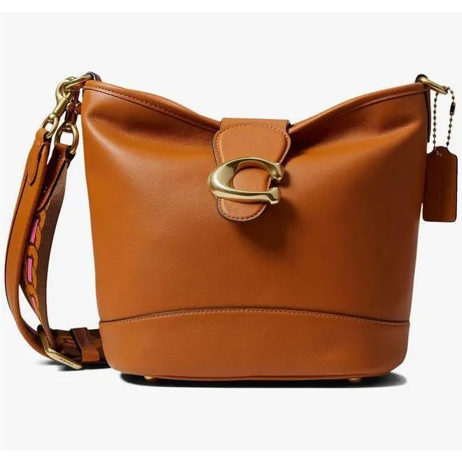 Coach Softcalf Leather Tali Bucket Crossbody Brown Canyon 2 Straps