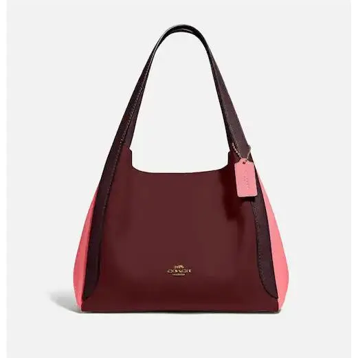 Coach Hadley Taffy Cherry Multi Colorblock Polished Pebble Leather Hobo 76088