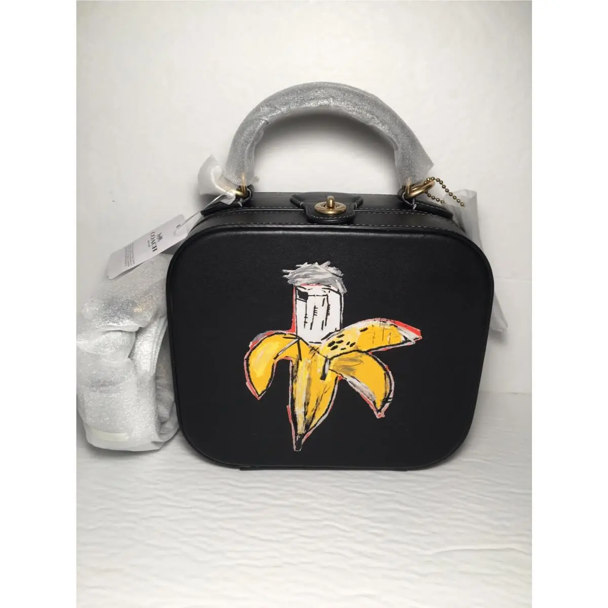 6898 Black Coach X Basquiat Square Bag