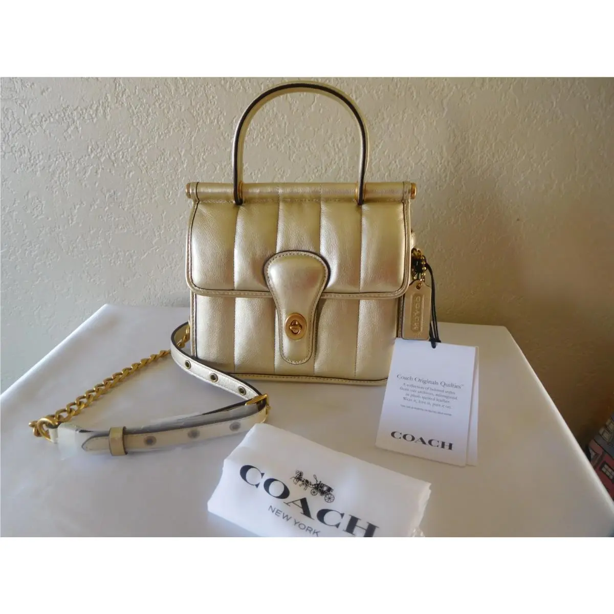Coach Metallic Originals Quilties Willis Top Handle 18 Soft Leather Handbag