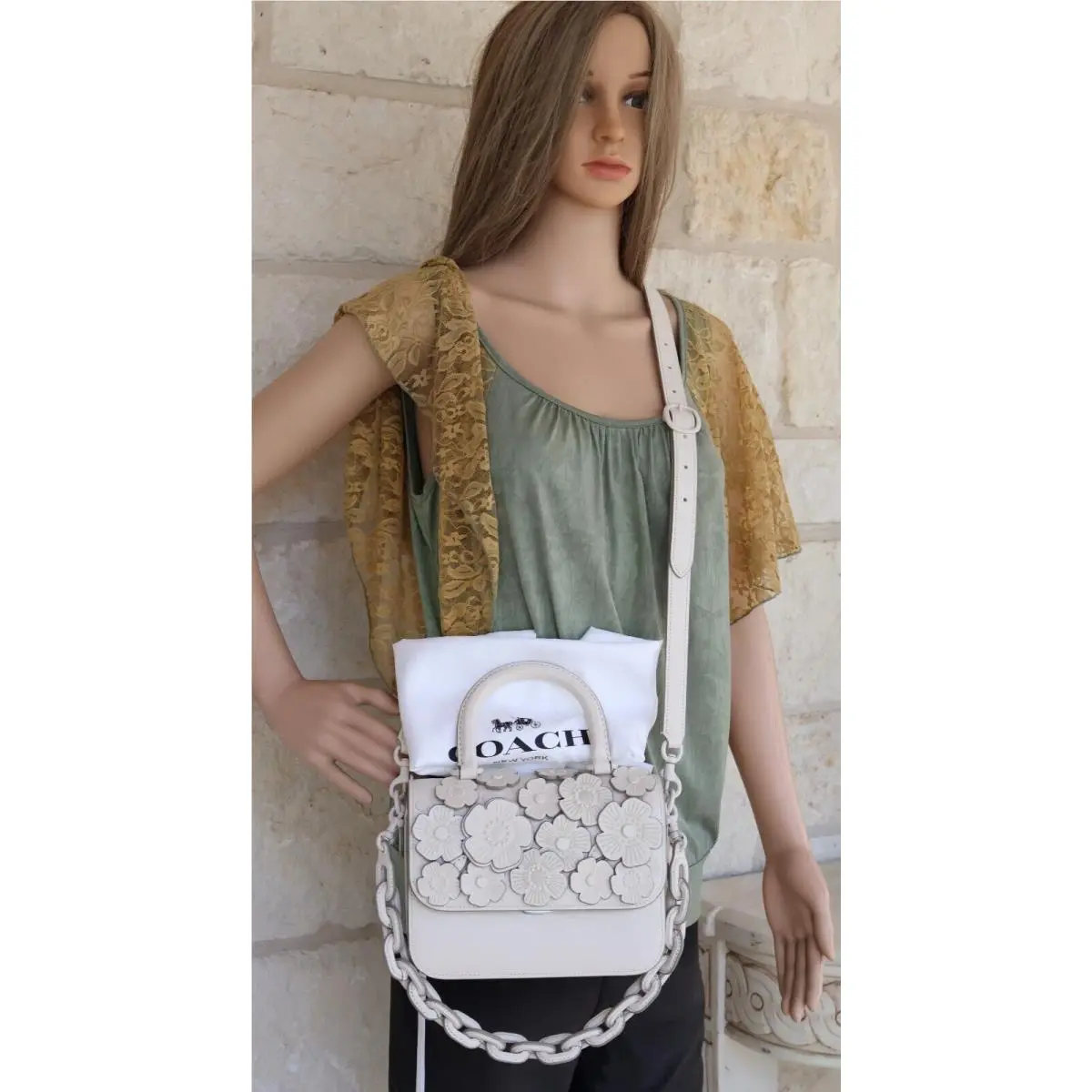 Coach Rogue Top Handle Bag Tea Rose + 2 Straps Chalk/silver CU064