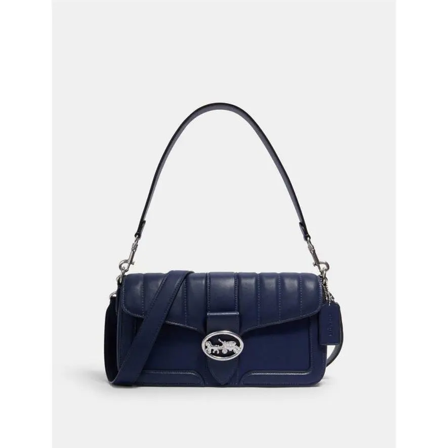 Coach 5567 Georgie Shoulder Bag with Linear Quilting in Sv/cobalt Blue