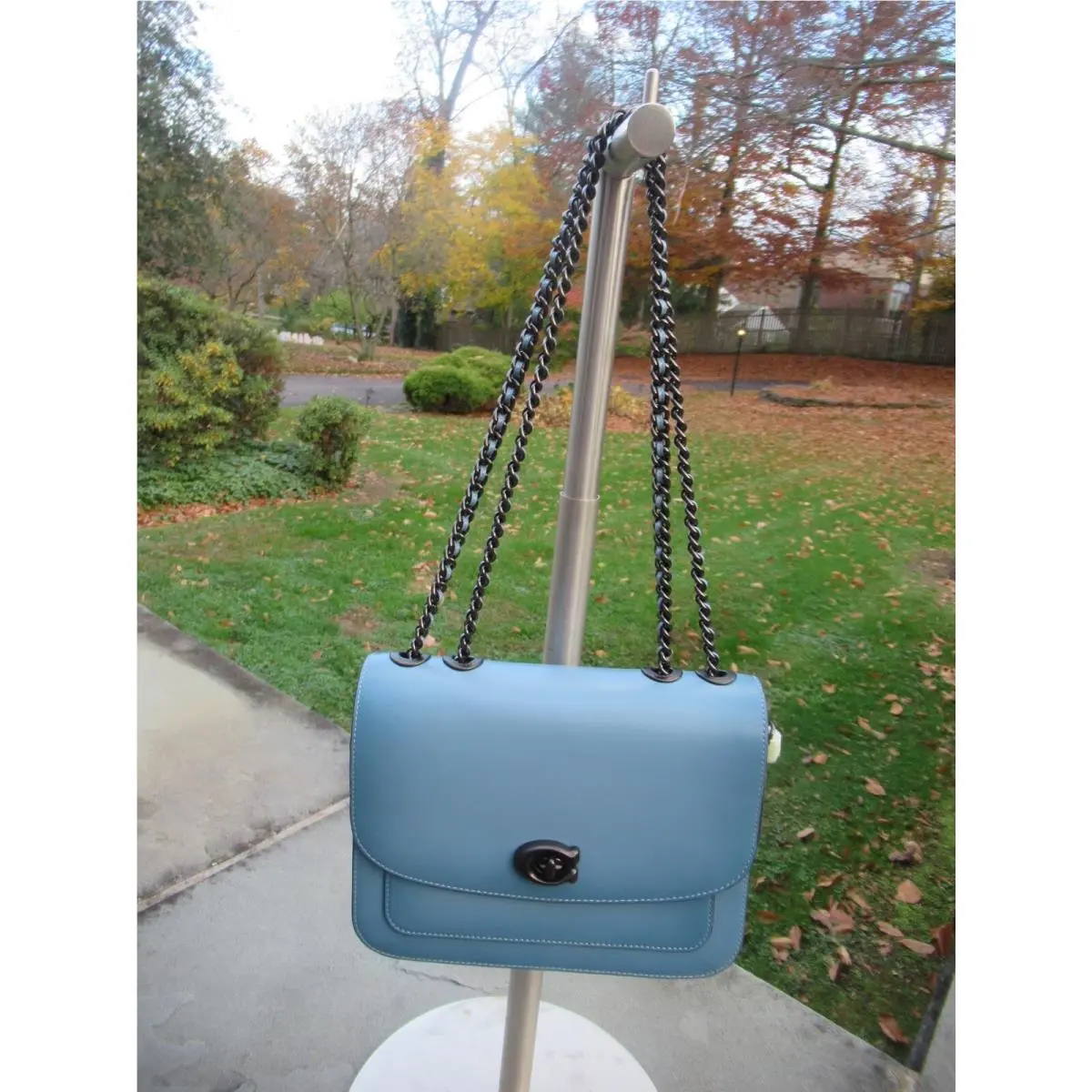 Coach Madison Smooth Calf Leather Shoulder/ Handle Bag Azure Blue
