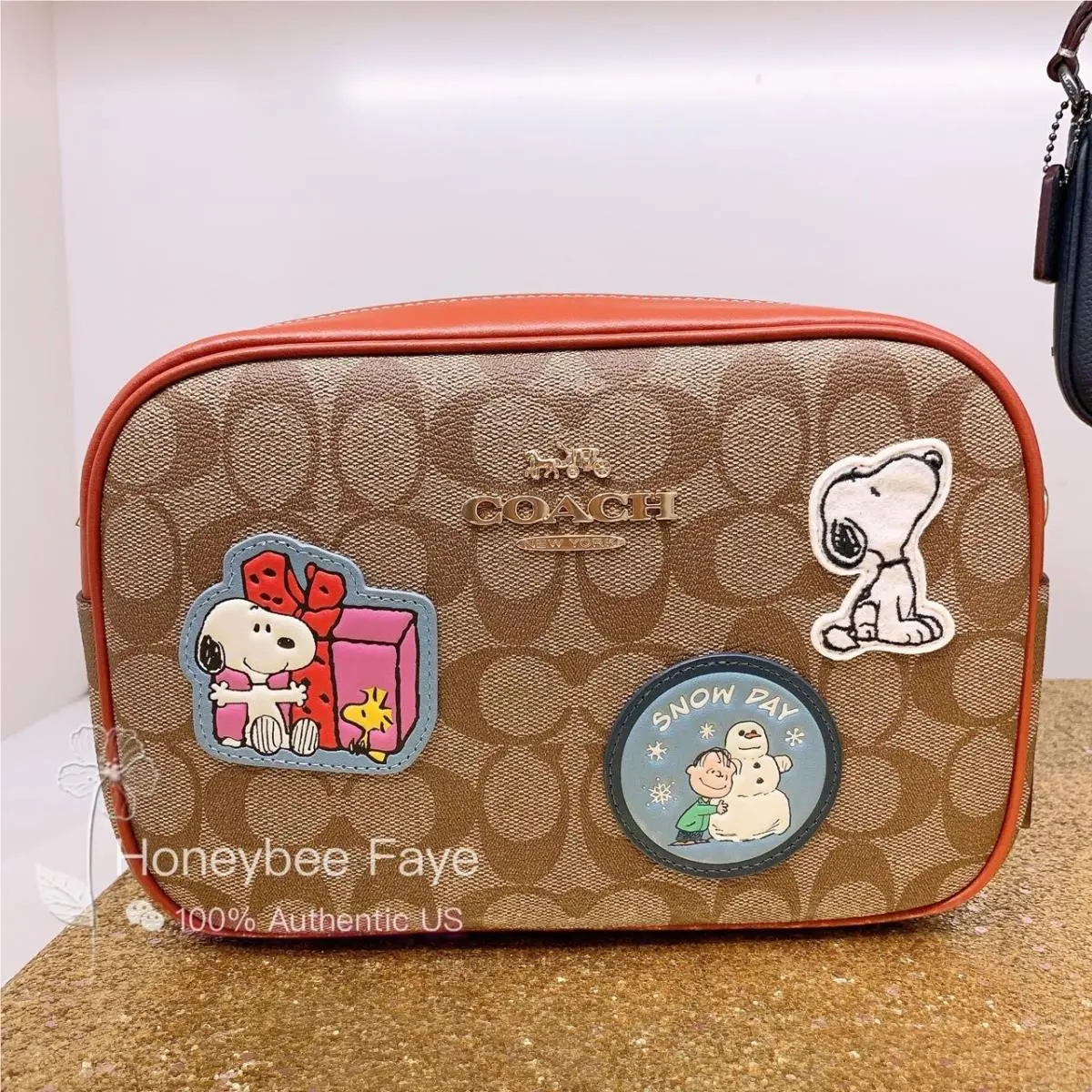 Coach X Peanuts Jamie Camera Bag In Signature Canvas with Patches CF304
