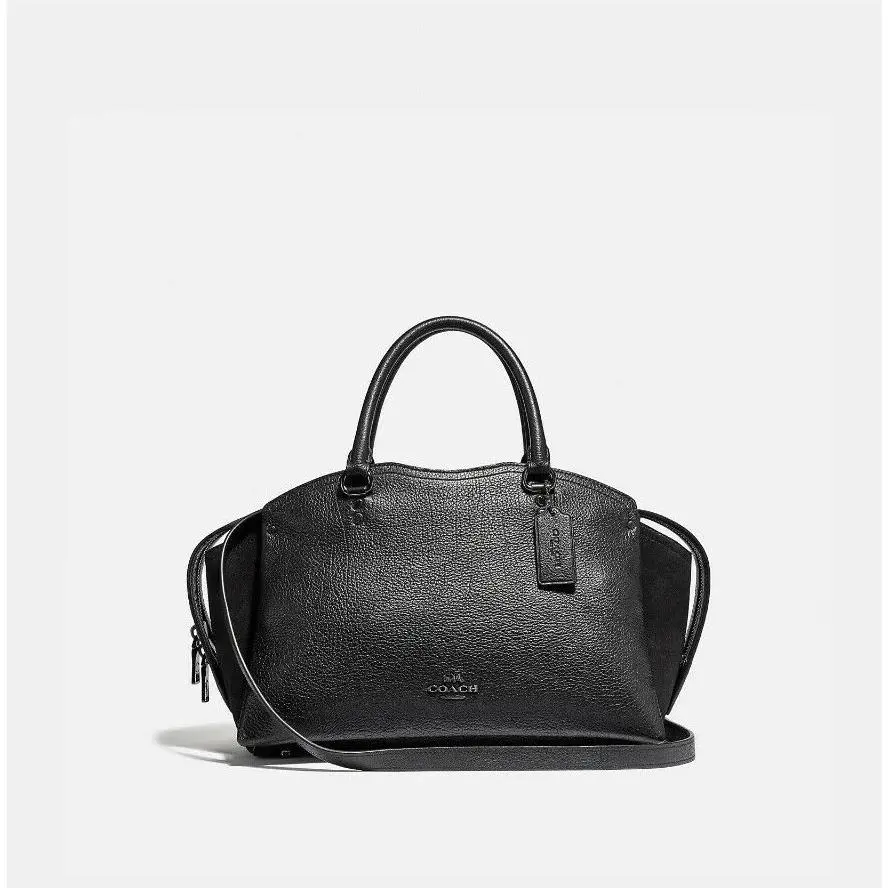 Coach Women`s Drew Gunmetal/black Grain Leather Suede Satchel 40862