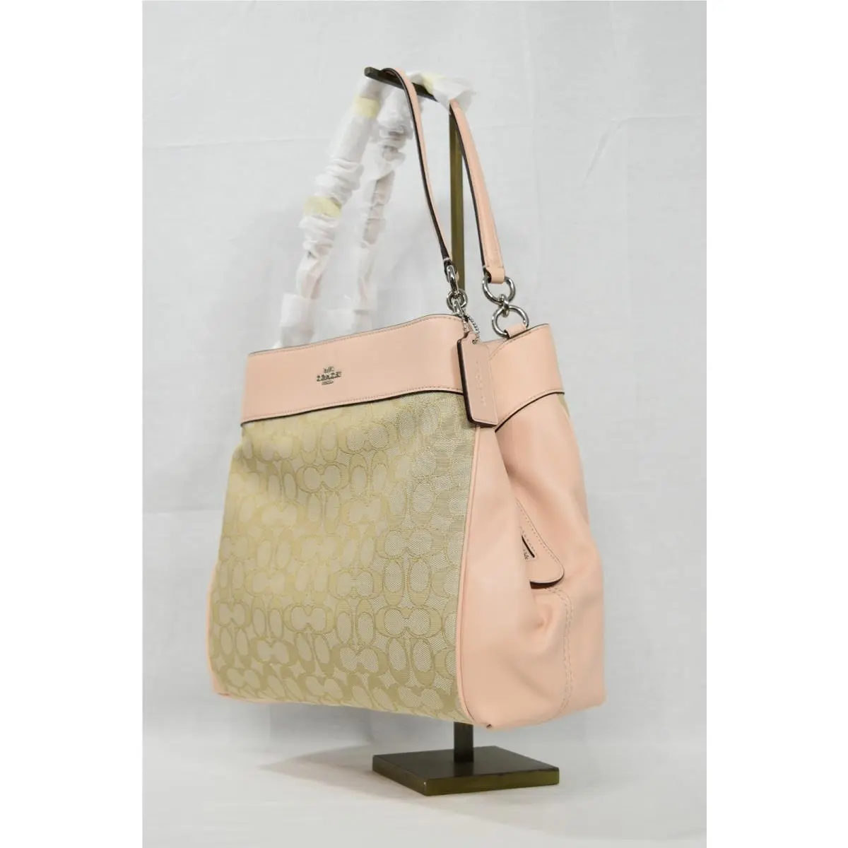 Coach F27579 Lexy Shoulder Bag in Signature Fabric and Leather Light Khaki/pink