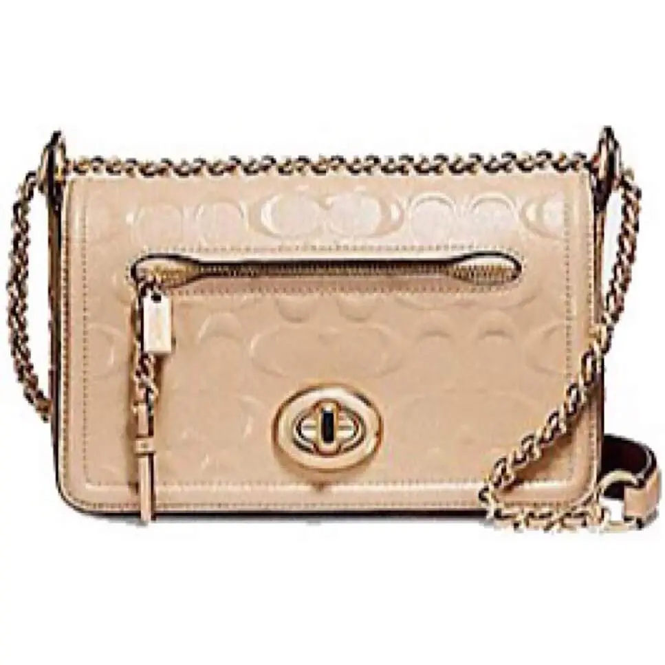 Coach Lex Patent Leather Small Flap Crossbody F22292 Color Platinum