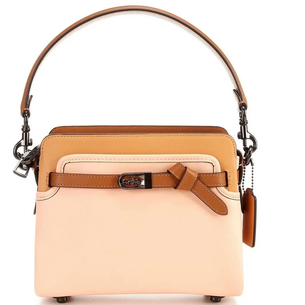 Coach Women`s Tate Colorblock Leather Carryall Bag Natural Multi - Handle/Strap: Brown, Exterior: Pewter/Chalk Natural Multi, Lining: Beige