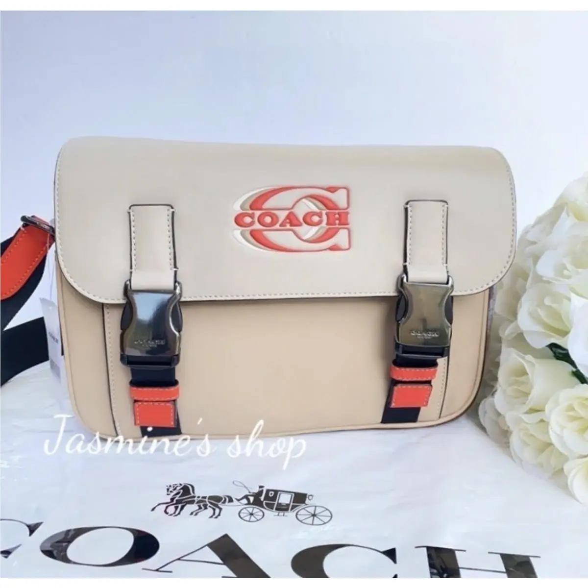 Coach Track Crossbody In Colorblock with Coach Stamp CH106