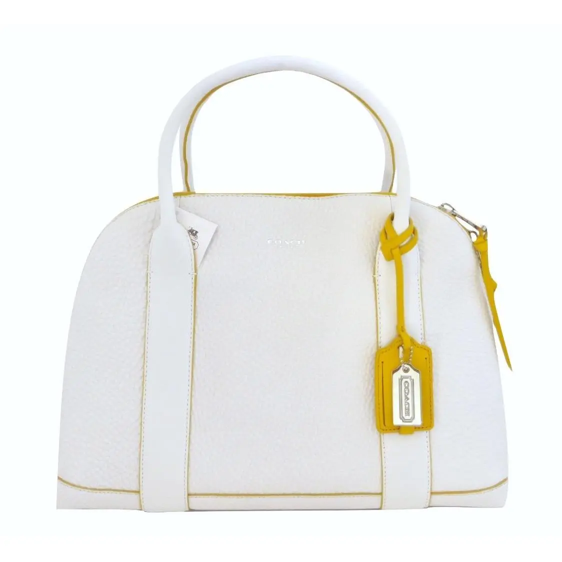 Coach Bleecker White Yellow Pebbled Leather Satchel or Crossbody Purse Last