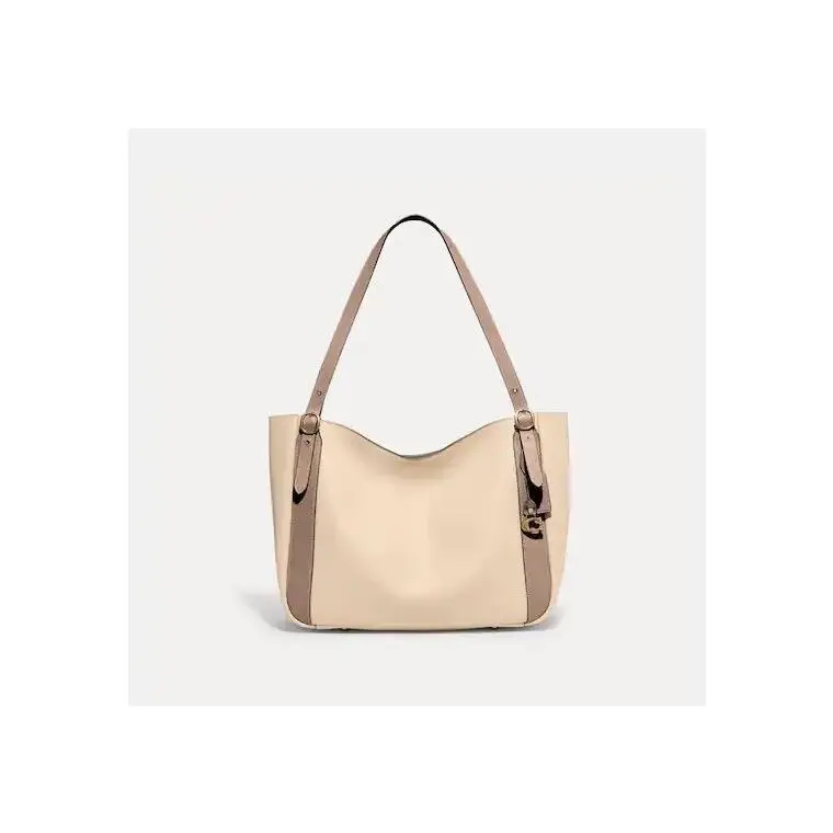 Nwt/coach Pebble Leather Alana Tote/shoulder Bag in Colorblock Ivory/taupe/beige by Coach