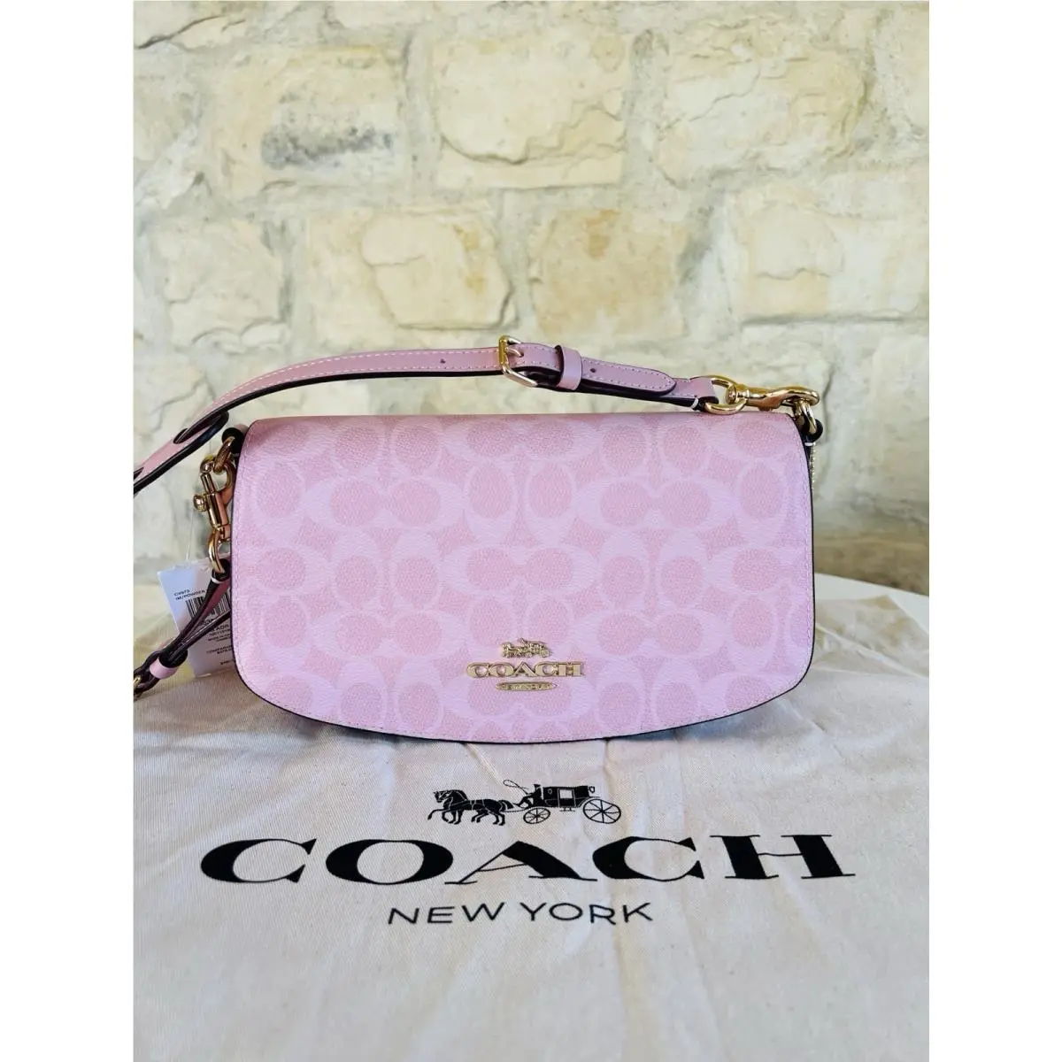 Coach Andrea Shoulder Bag In Signature Canvas CV973 In Powder Pink