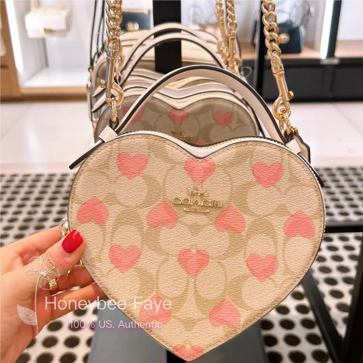 Coach Heart Crossbody In Signature Canvas with Heart Print 2024 Valentines