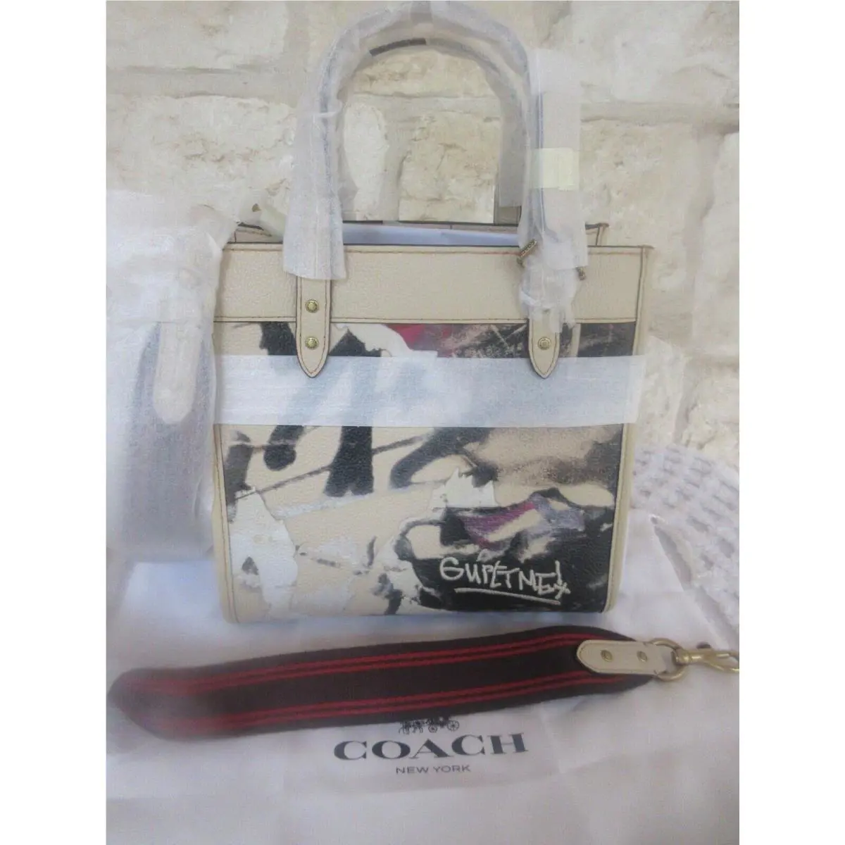 Coach X Mint + Serf Field Tote Bag 22 Ivory Multi Leather X-body/handbag